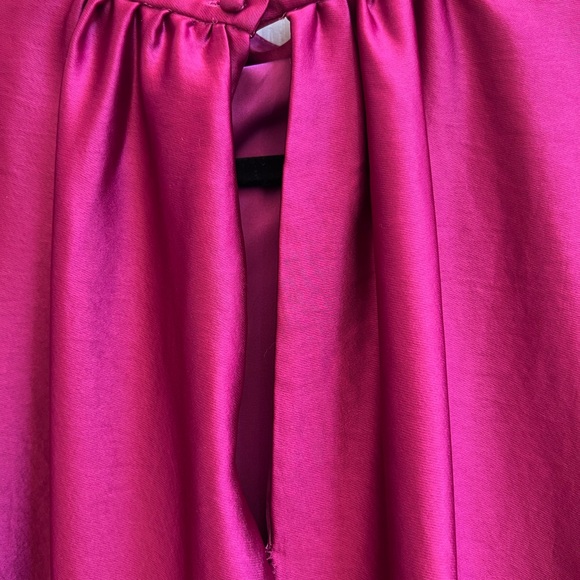 Trina Turk Magenta Satin Mock Neck Cocktail Dress Long Sleeve M - Picture 8 of 9